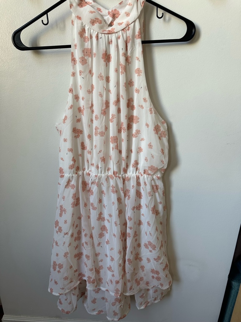 Sienna Sky White Halter Dress with Pink Floral Print
